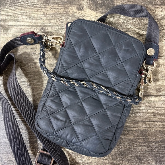 MZ Wallace Black Quilted Crossbody Phone Bag w/ Card Slots and Adjustable Straps